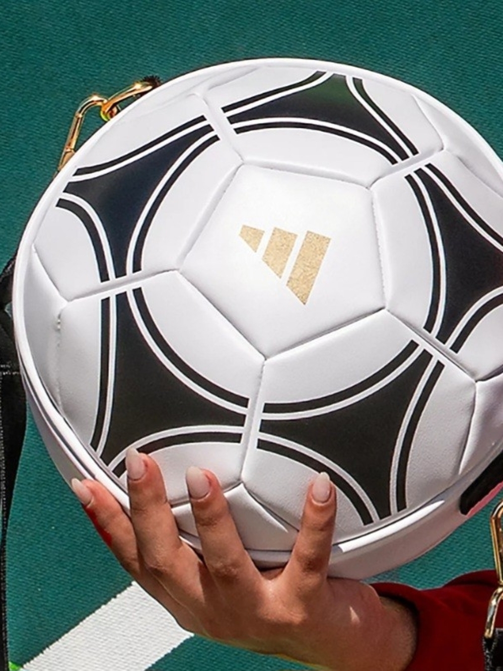 Adidas Round Soccer Ball Crossbody Bag in White & Black